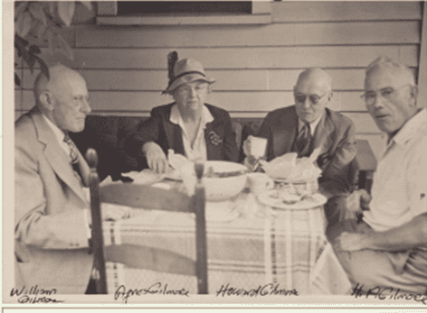 From left: William Gilmore, Agnes Gilmore (Howard’s wife), Howard Gilmore, and H.P. Gilmore.