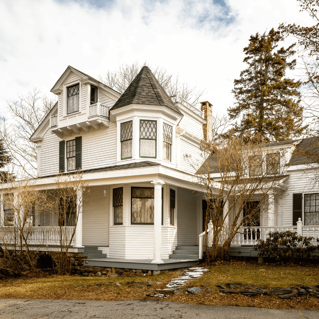 Rockport, Maine Village white victorian house 