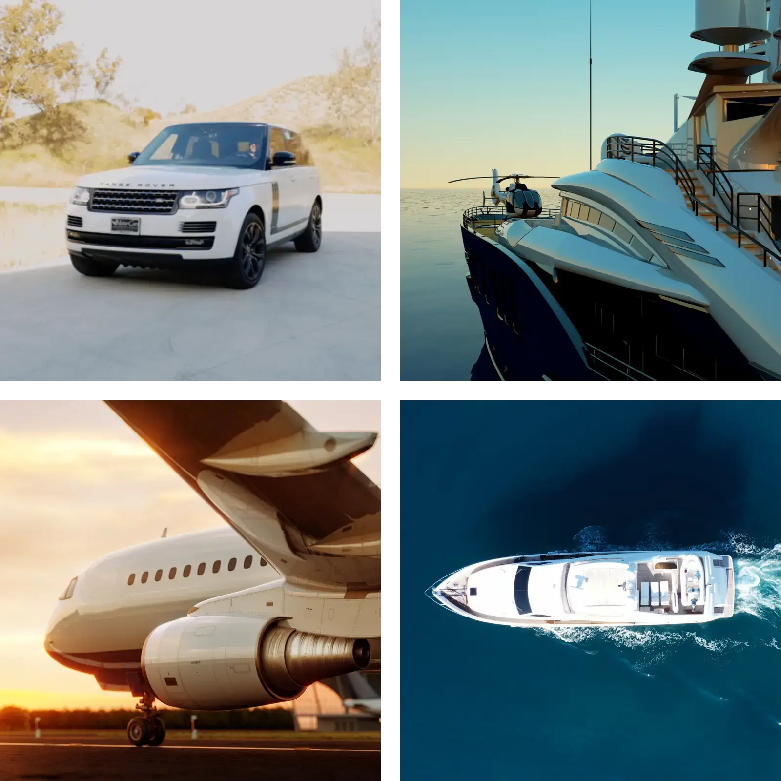 Car, Boat, Airplain and helicopter