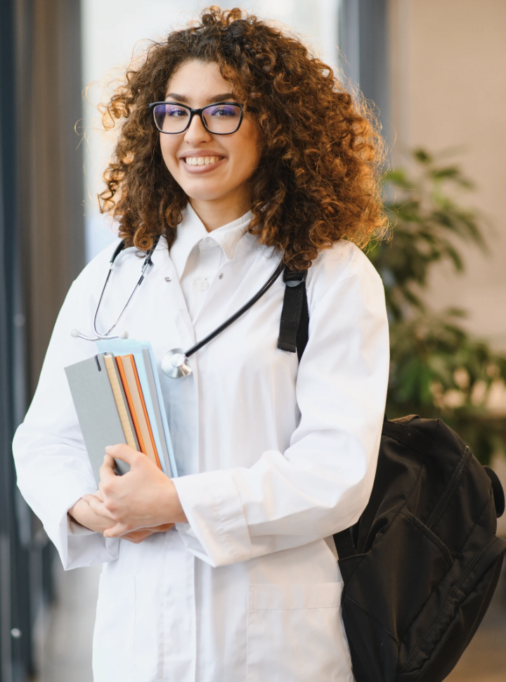 Medical professional reviewing home buying options