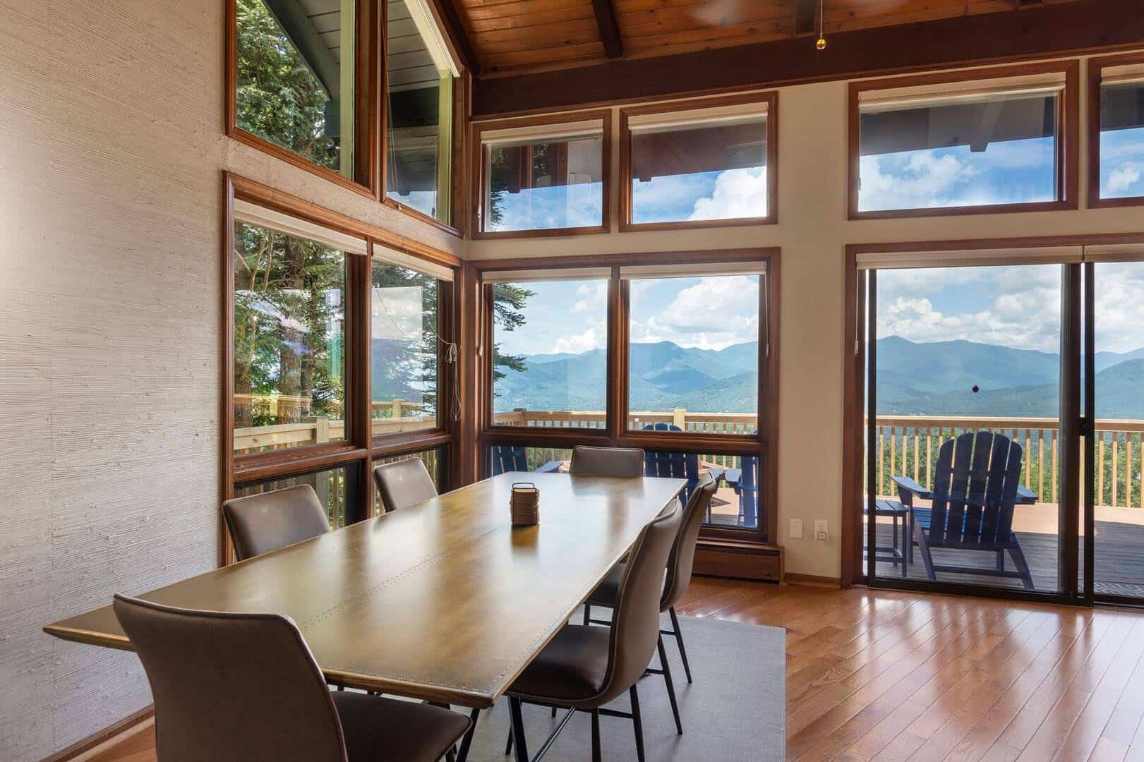 Dining room with mountain views in Black Mountain NC home