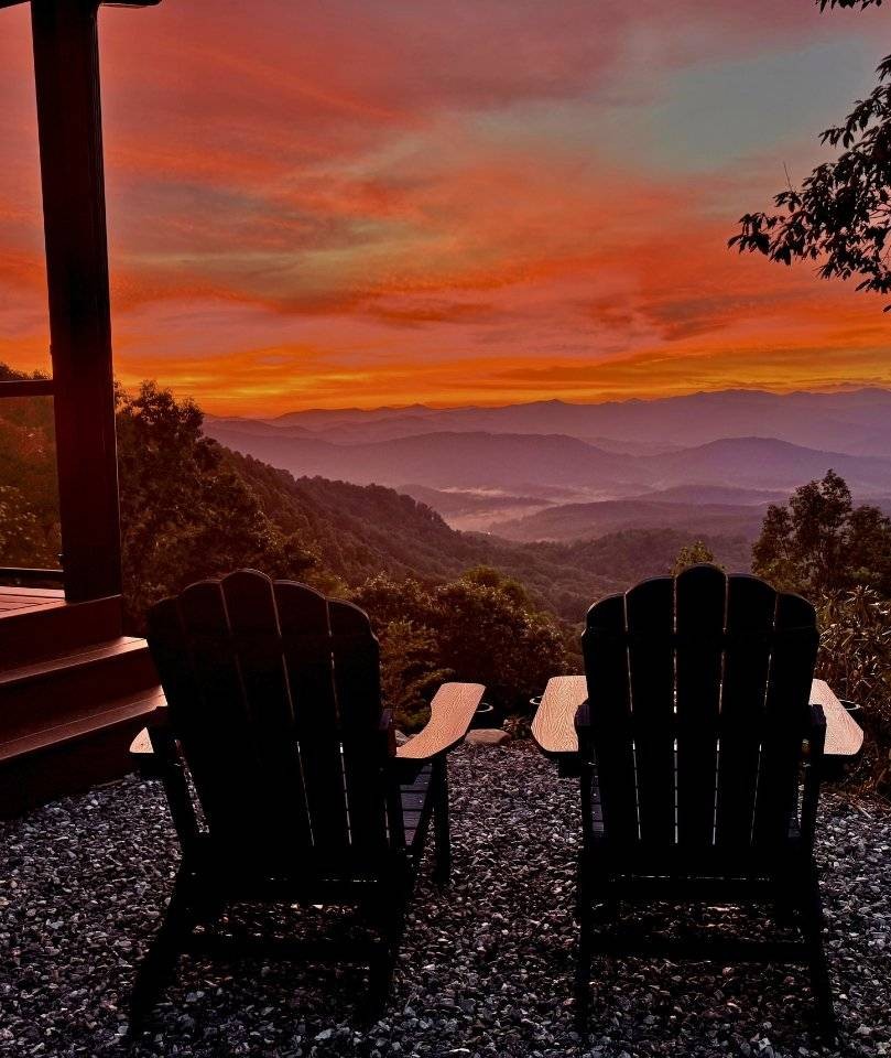 sunset over asheville home