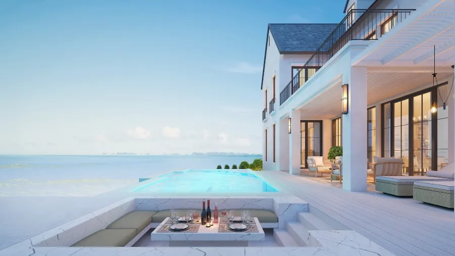Luxury beach house with sea view swimming pool and terrace at vacation