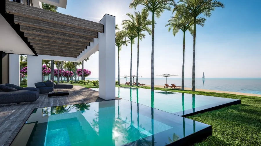 modern cozy house with pool and parking