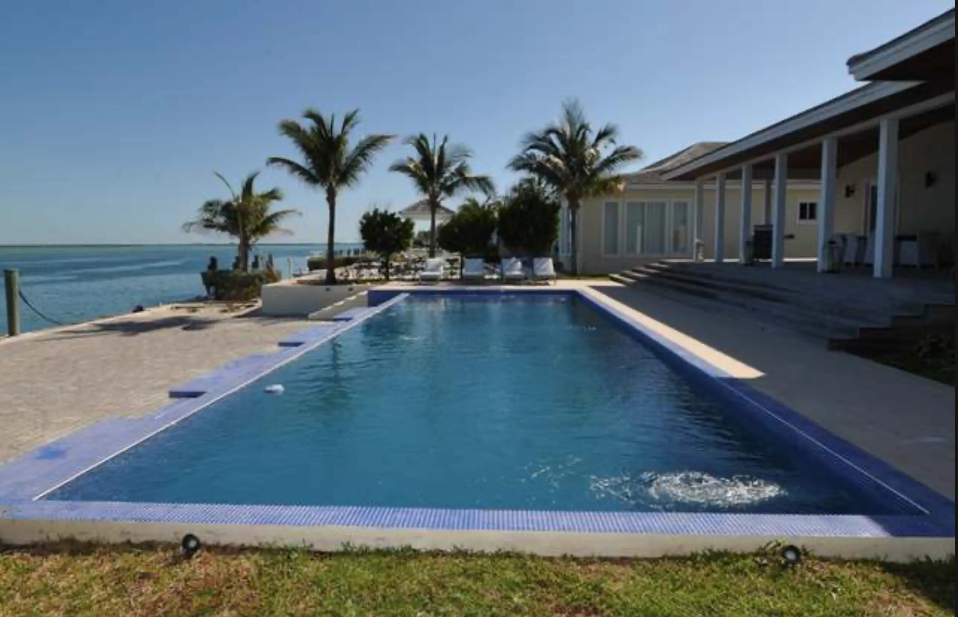 Ocean-facing terrace of a home in Bimini with open water views