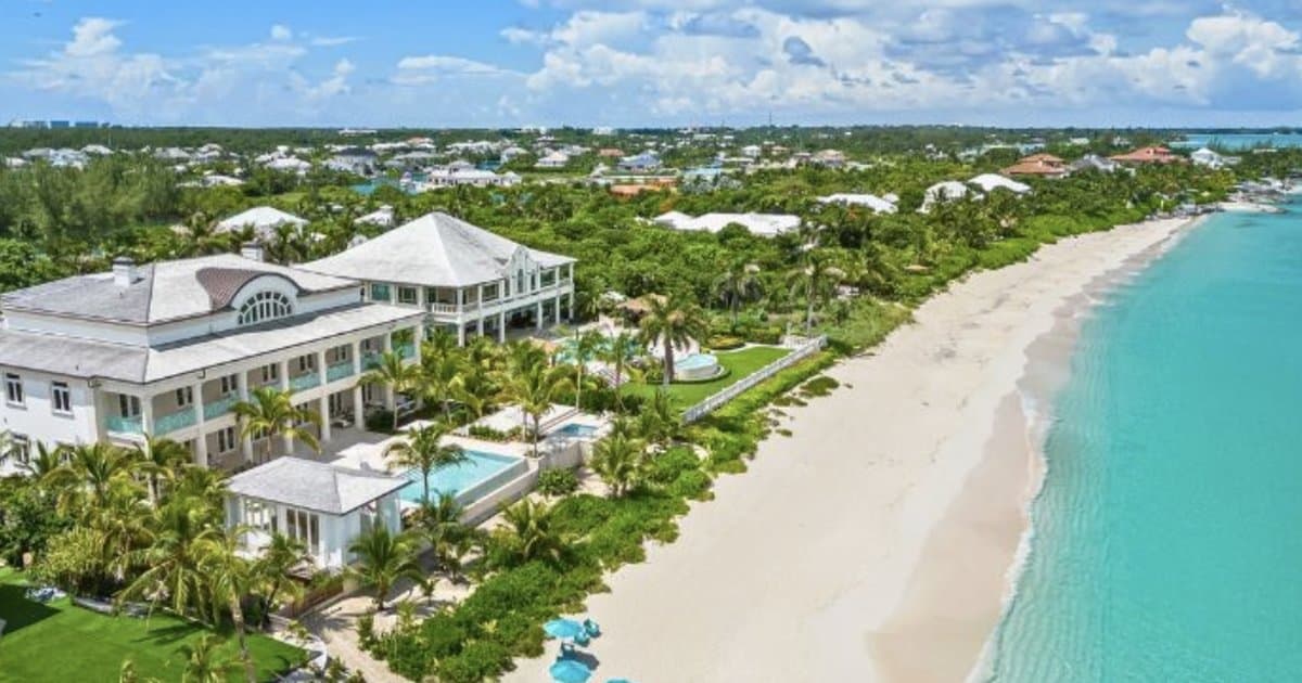 Old Fort Bay Nassau Bahamas luxury beachfront estate with private pool and ocean frontage for sale