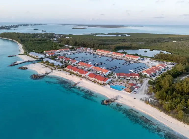 Residential neighborhood in South Bimini featuring elevated ocean view homes
