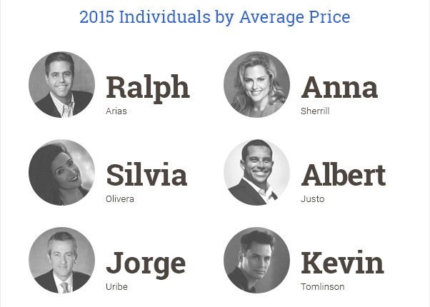 2015 Realtors by Average Price 2015 Realtors by Average Price