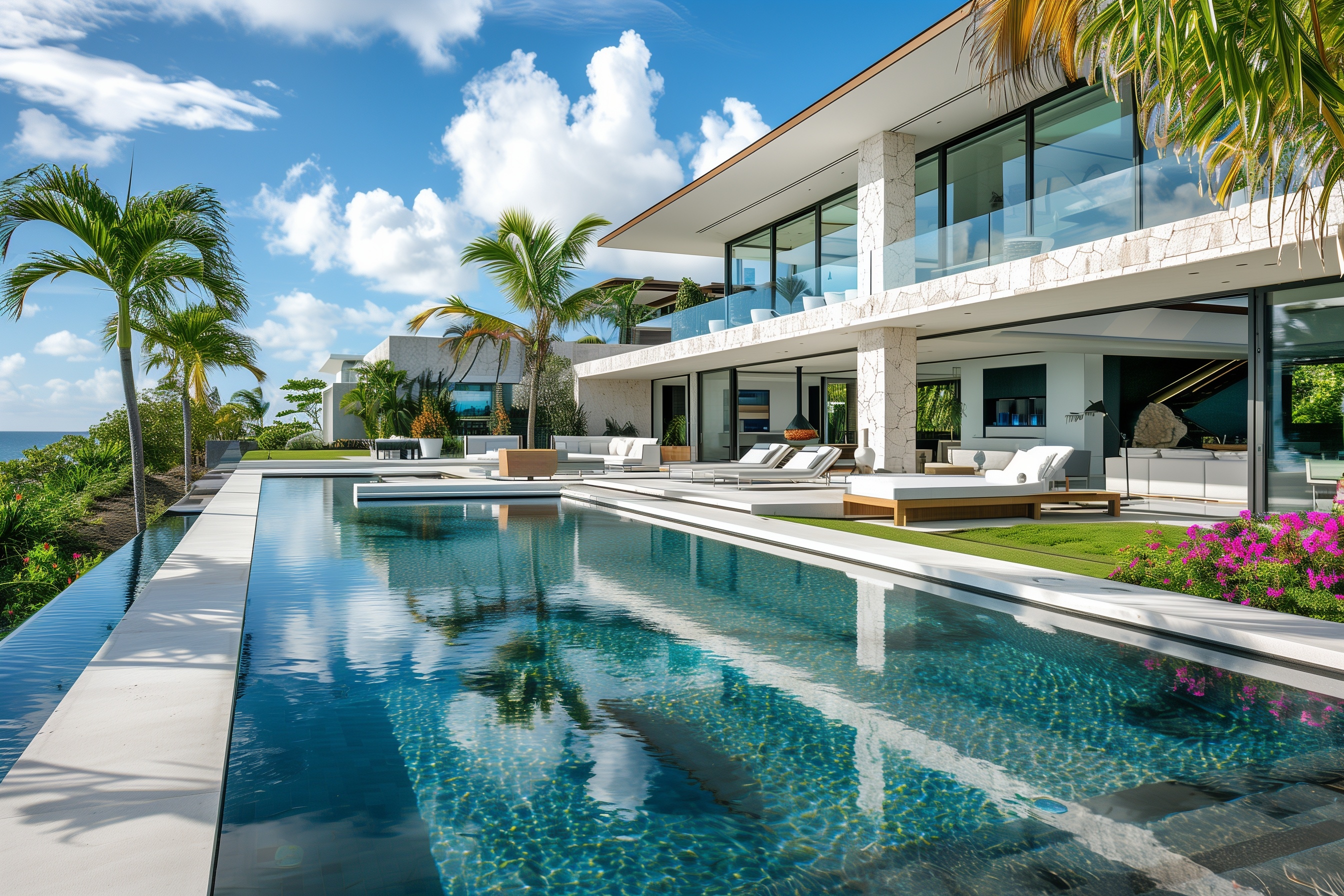Palms and swimming pool