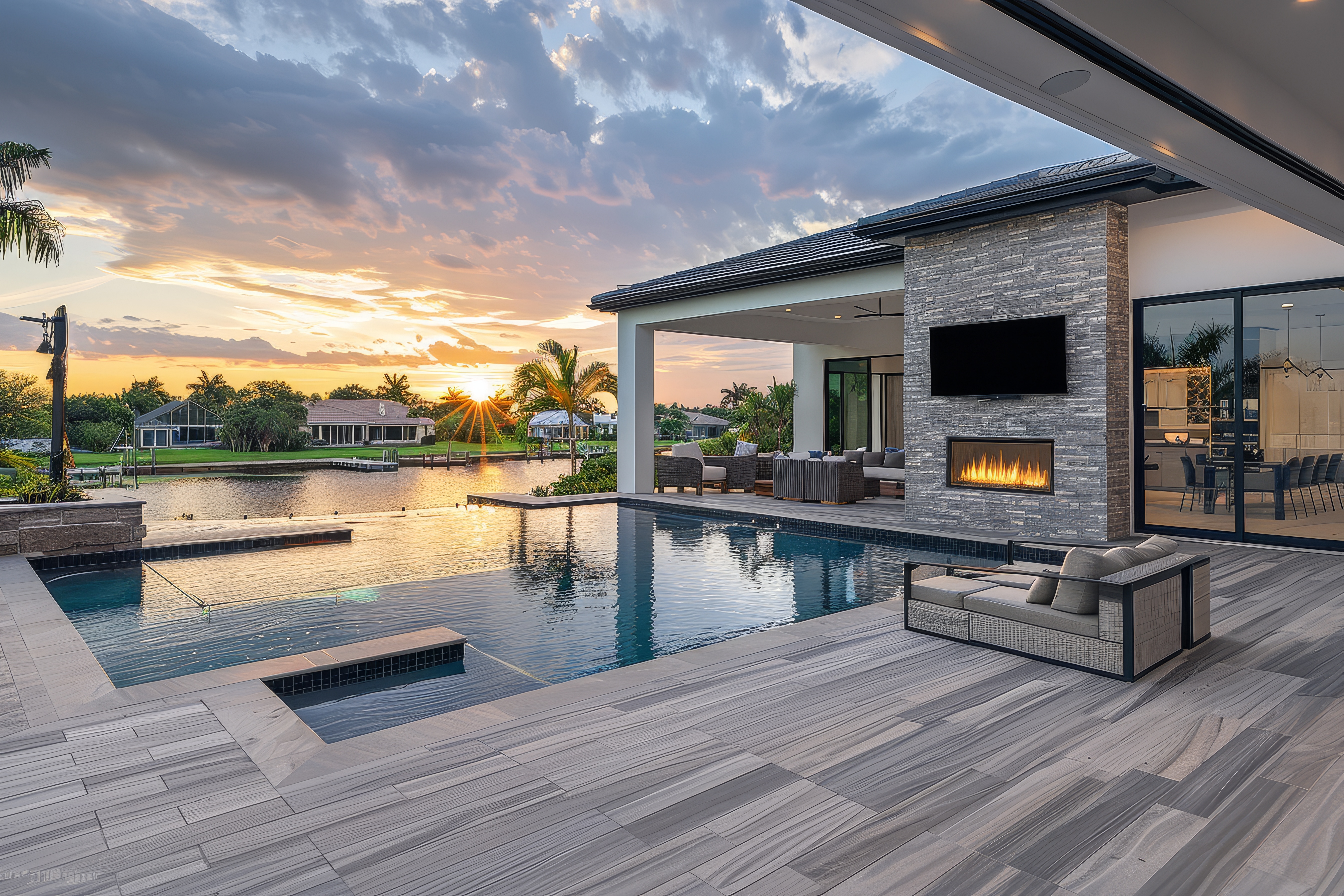 Palms and beach view
