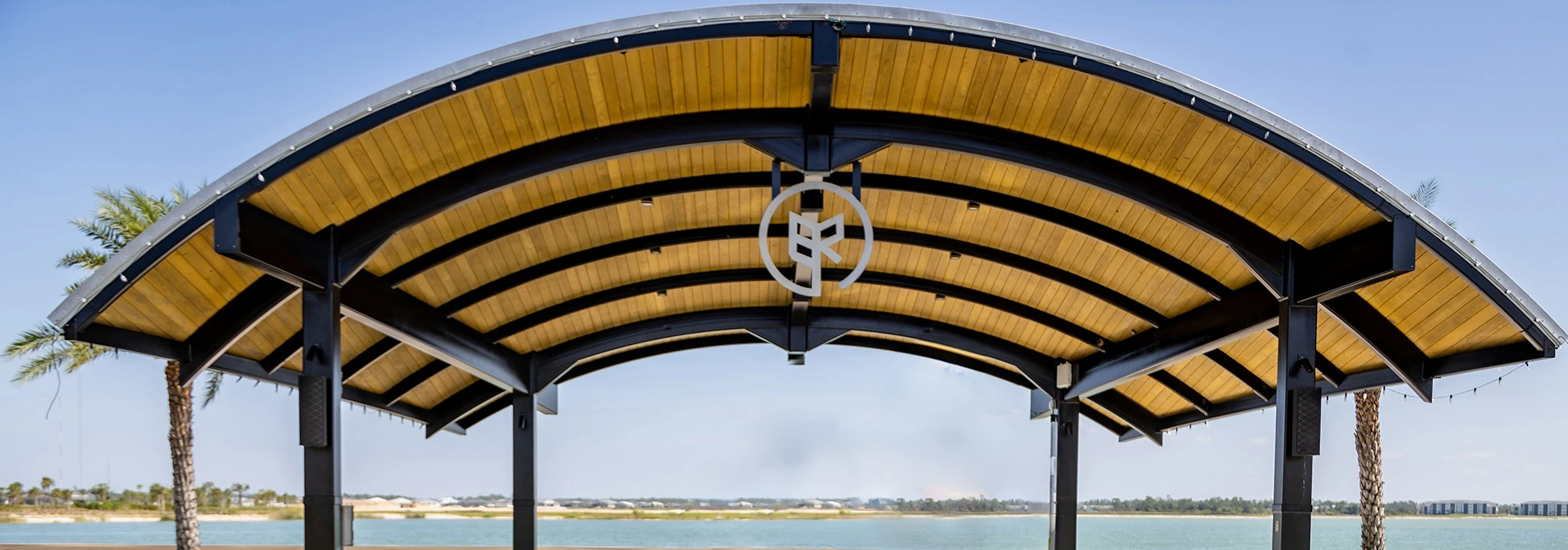 Palms and beach view
