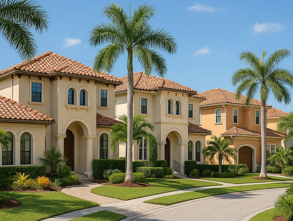 Palms and beach view