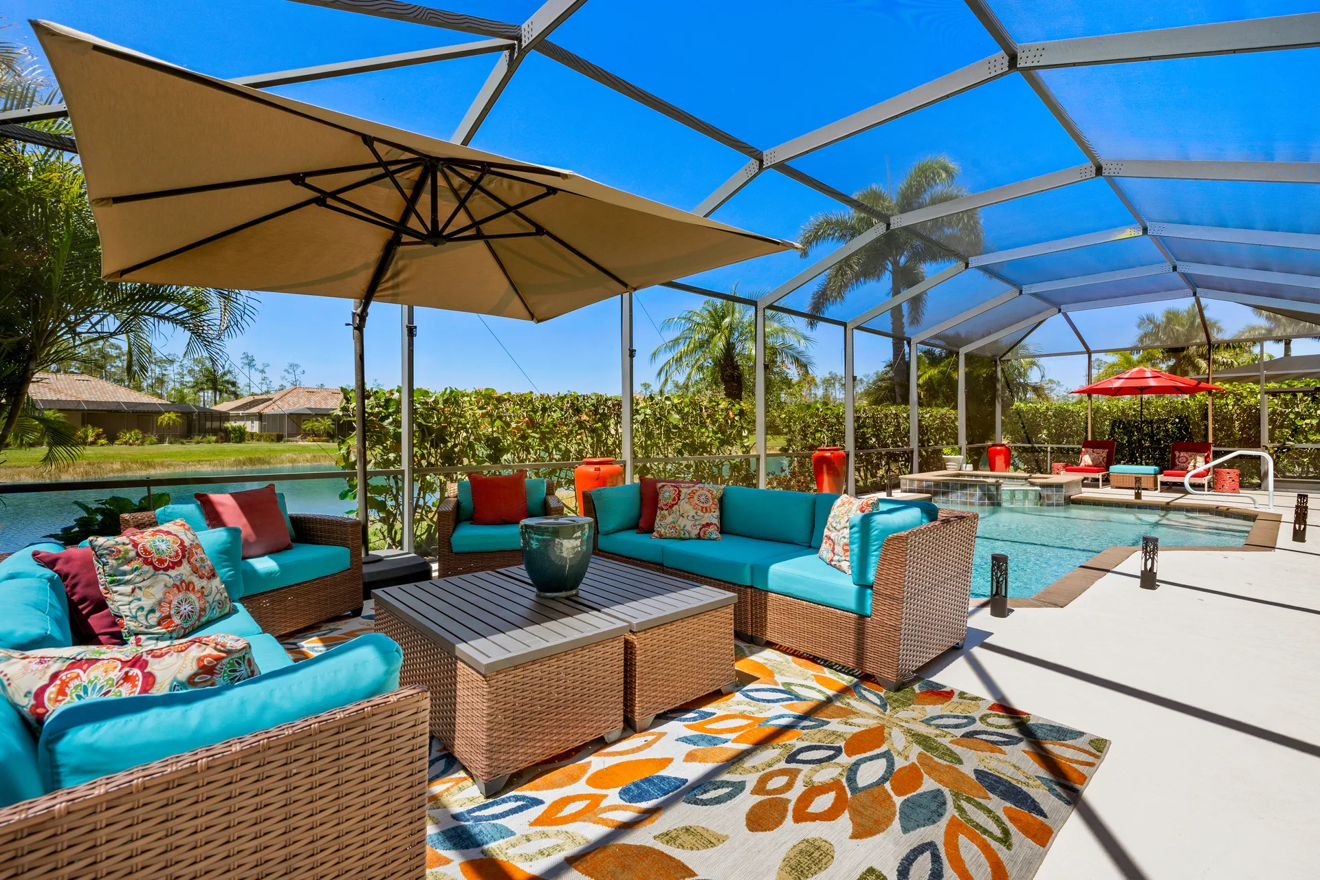 Palms and beach view