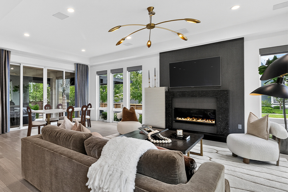 Living room after neutral paint and professional staging, Denver listing