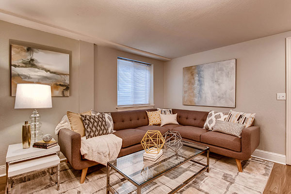 City Park West Denver condo at 1760 franklin st - living room