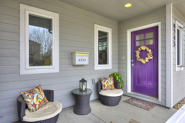 Sunnyside Denver neighborhood real estate listing - front door of 4245 Quivas Street