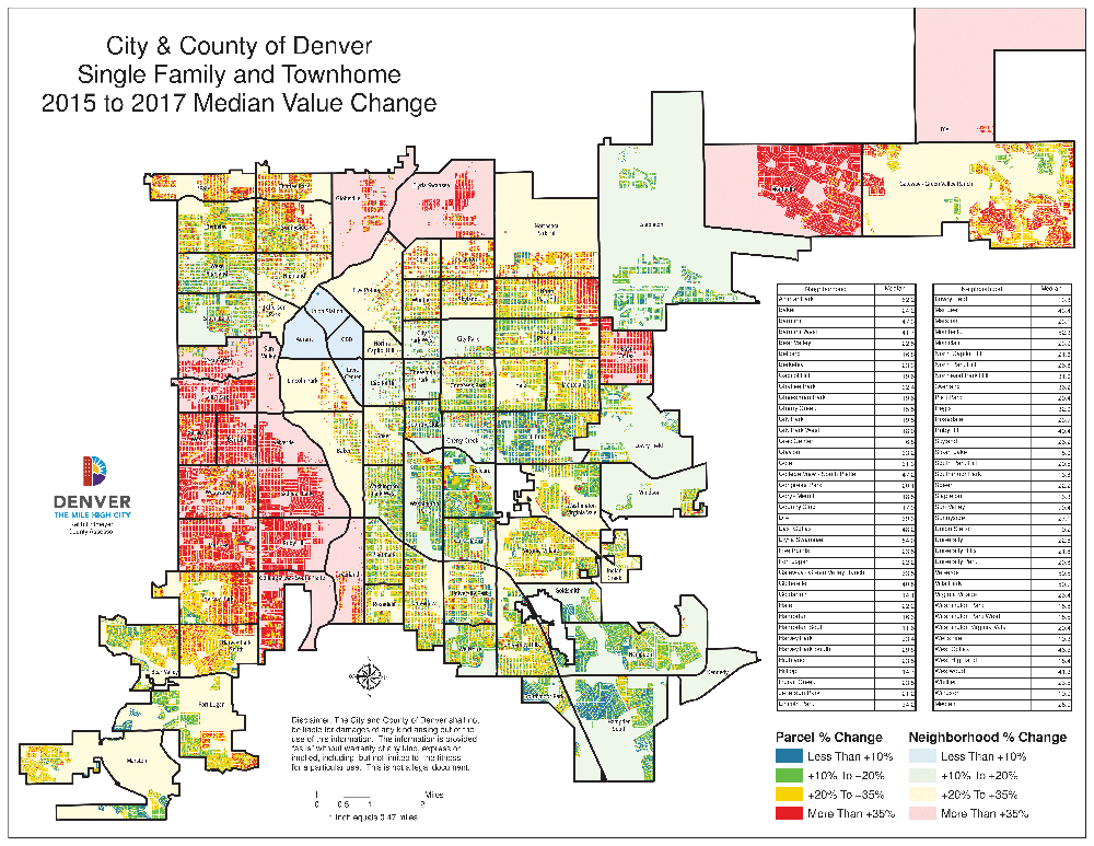 Denver property tax incrase map