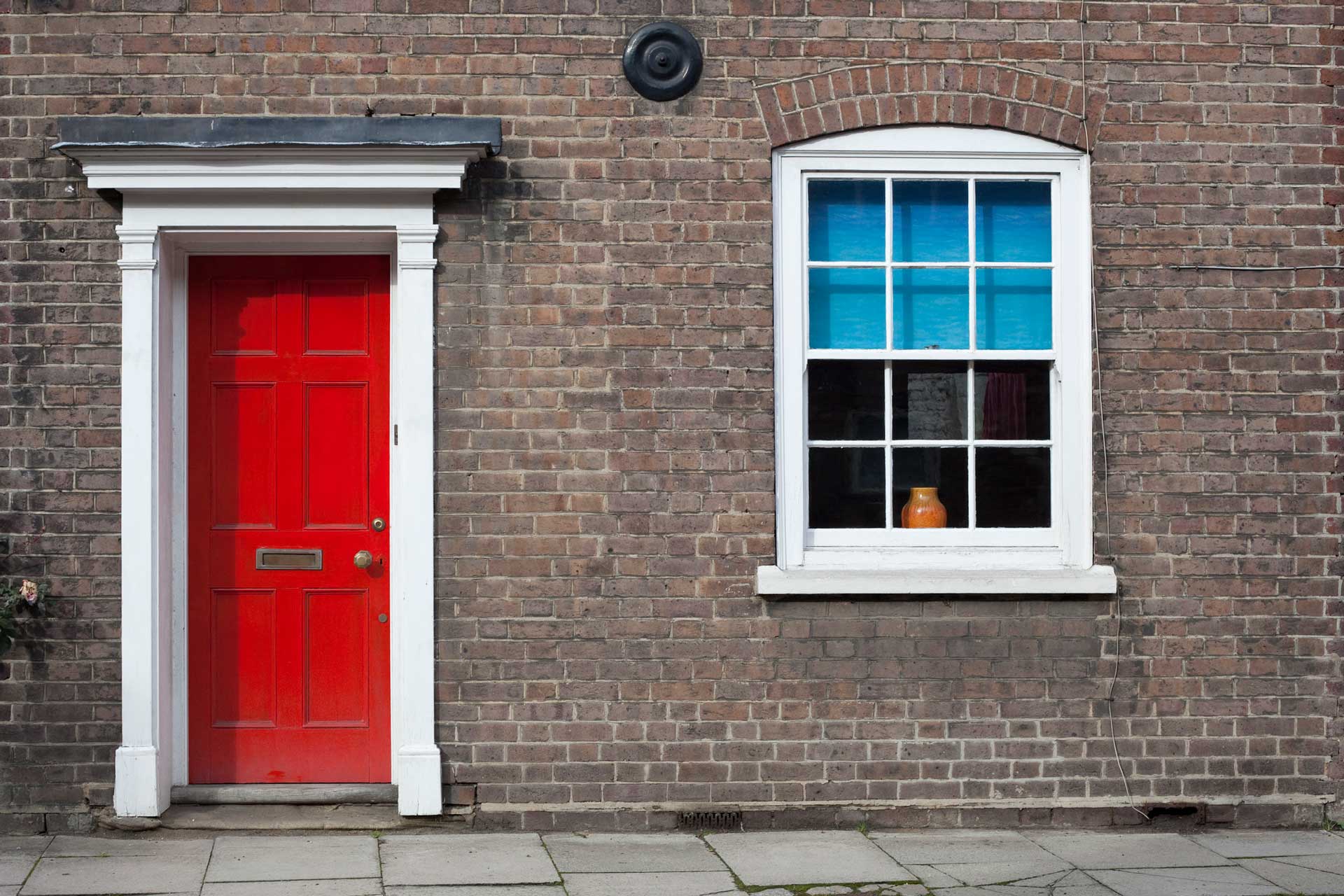 Brick Home with Red Door