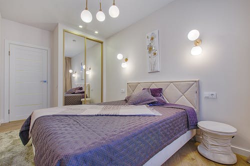 Bedroom with Closet Mirrors