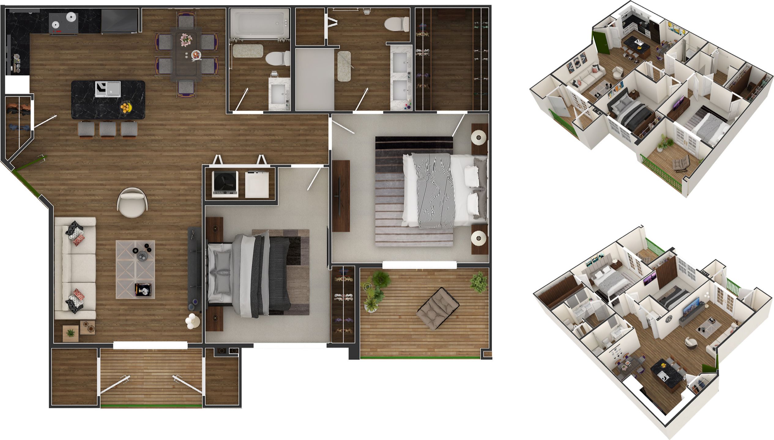 Cottonwood floor plan at Hunters Chase, two bedrooms and two baths, 1,084 square feet