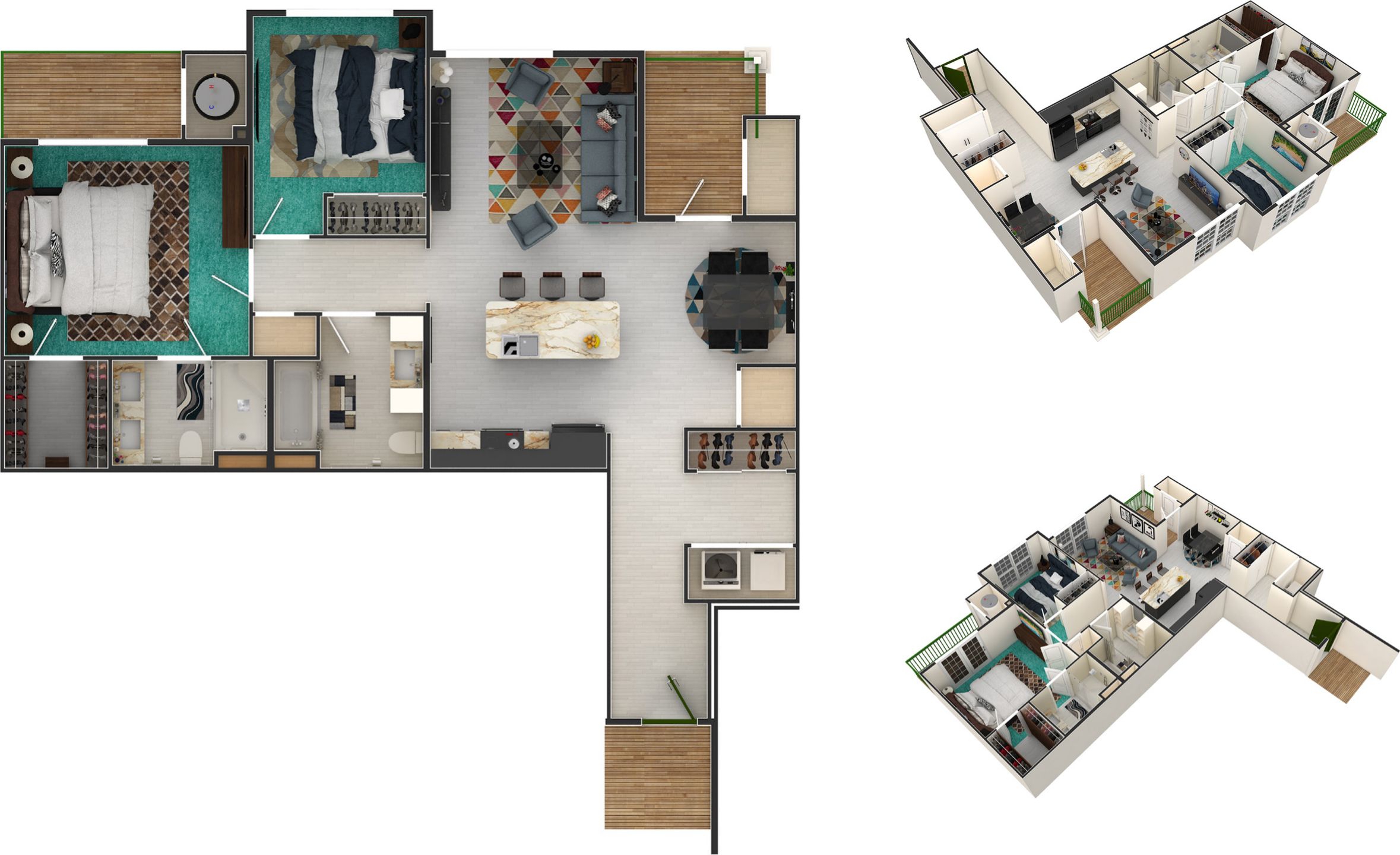 Dandelion floor plan at Hunters Chase, two bedrooms and two baths, 1,128 or 1,151 square feet