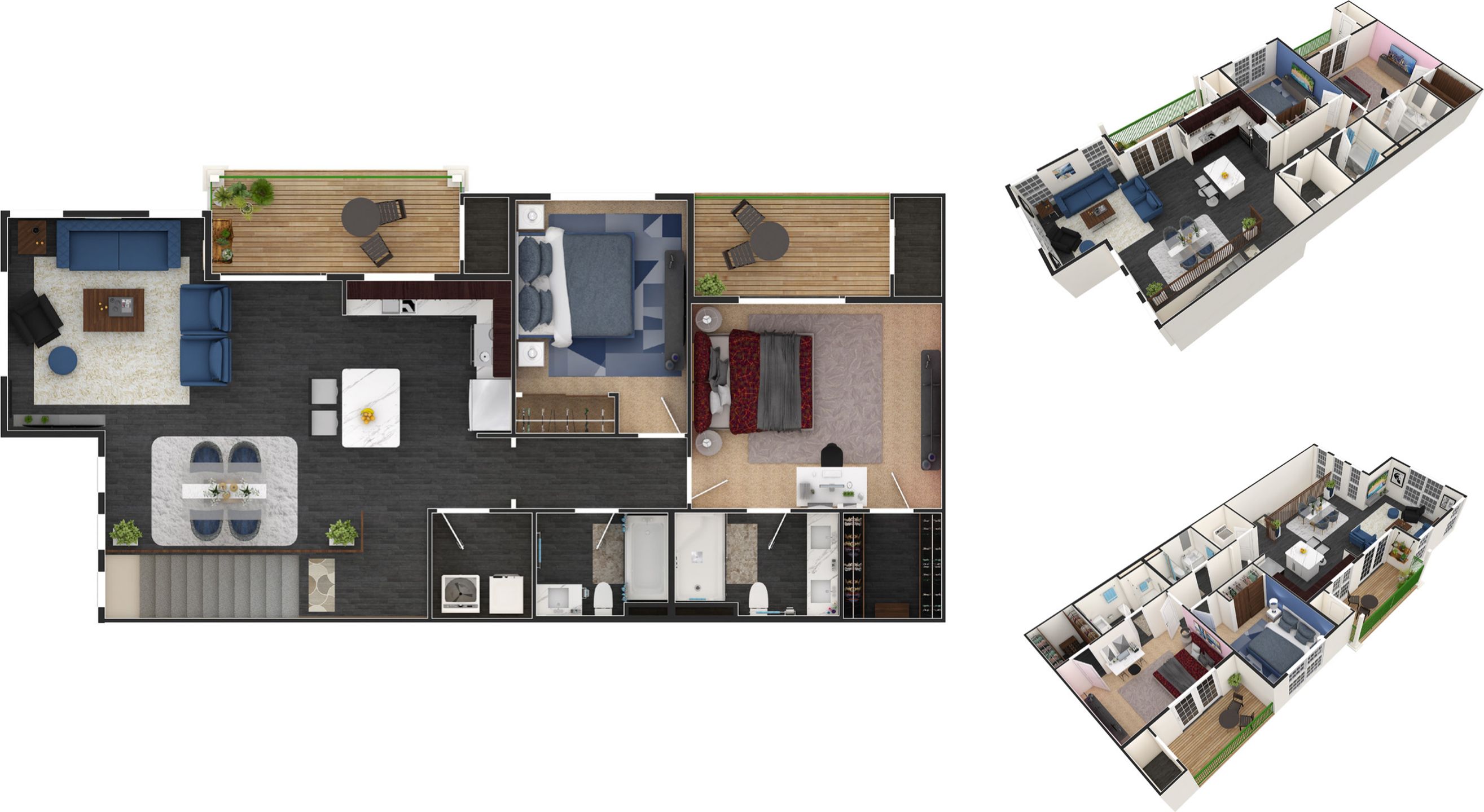 Elkhorn floor plan at Hunters Chase, two bedrooms and two baths, 1,130 or 1,170 square feet