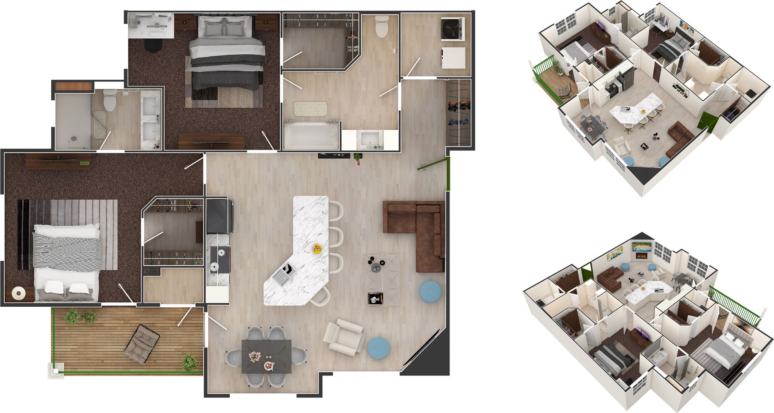 Juniper floor plan at Hunters Chase, two bedrooms and two baths, 1,224 square feet