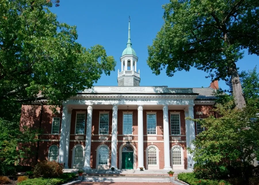 Weston town hall MA USA